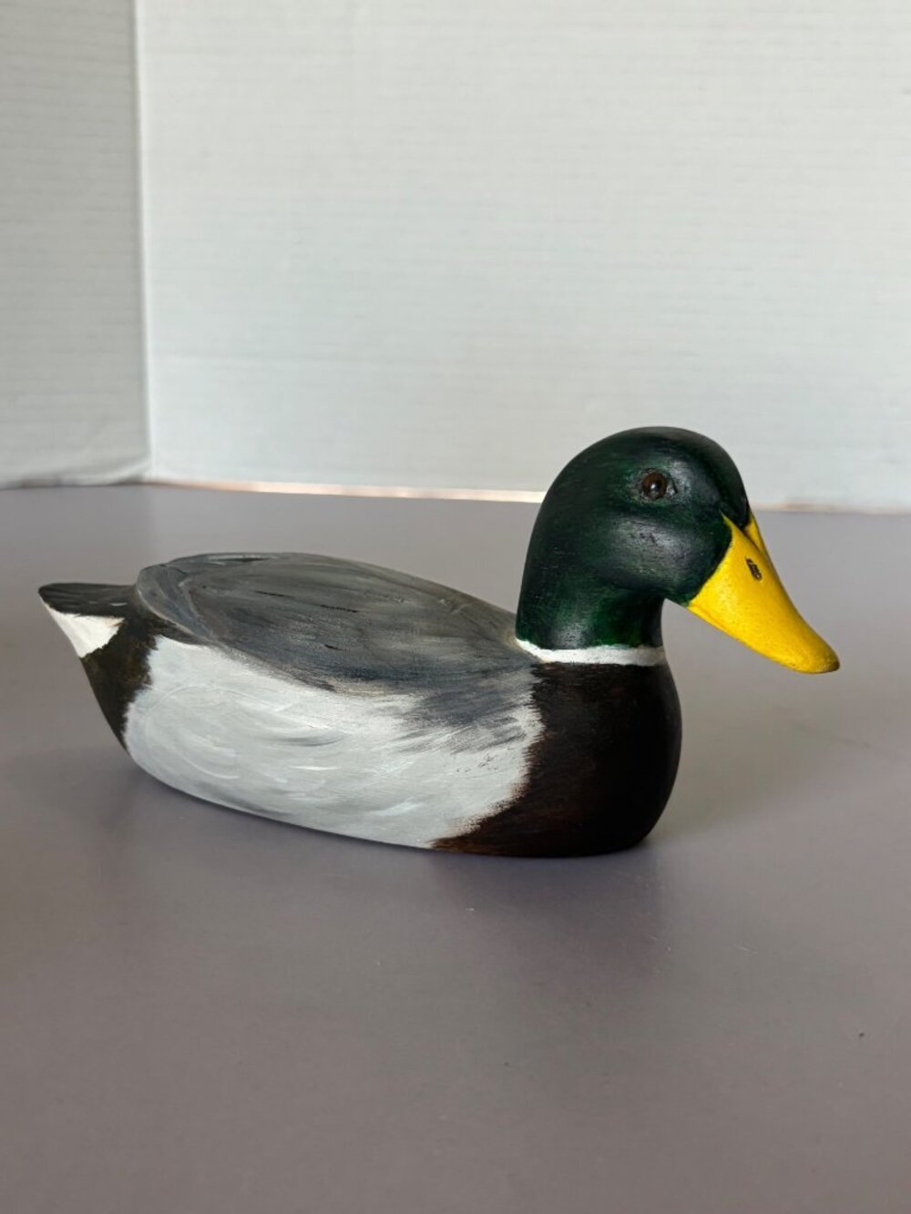 Hand-Carved & Painted Wooden Mallard Duck Decoy By R. Ecker 1984 Collectible Dis
